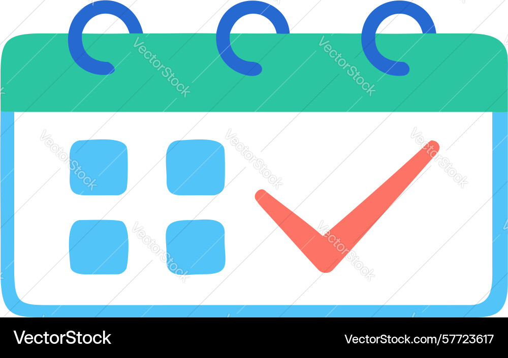 Modern calendar icon with red checkmark for date vector image