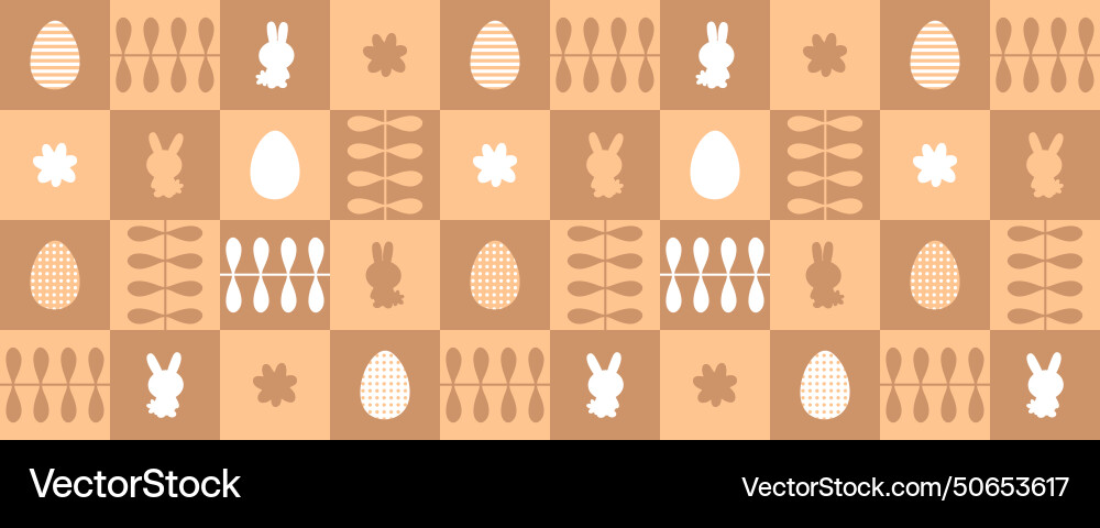 Monochrome easter horizontal pattern with rabbits Vector Image