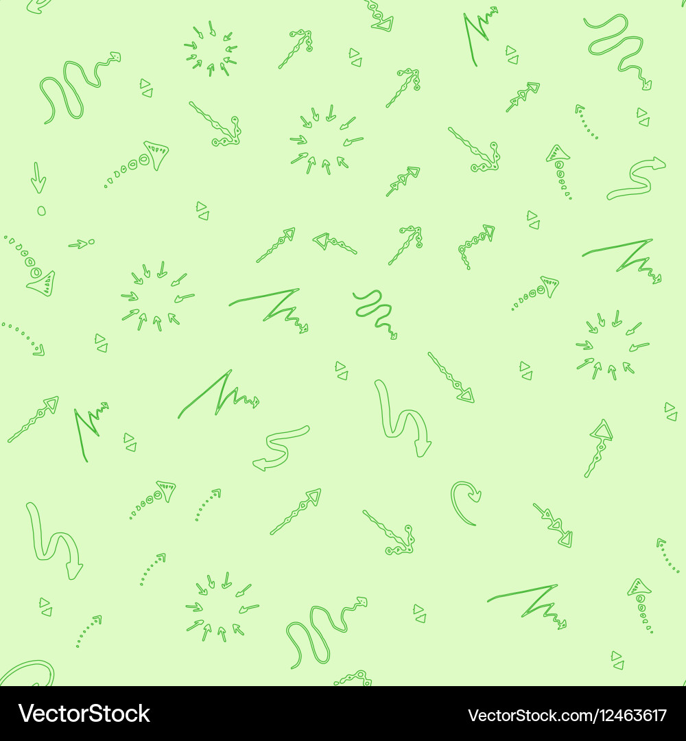 Seamless doodle ink pointer and arrow pattern vector image
