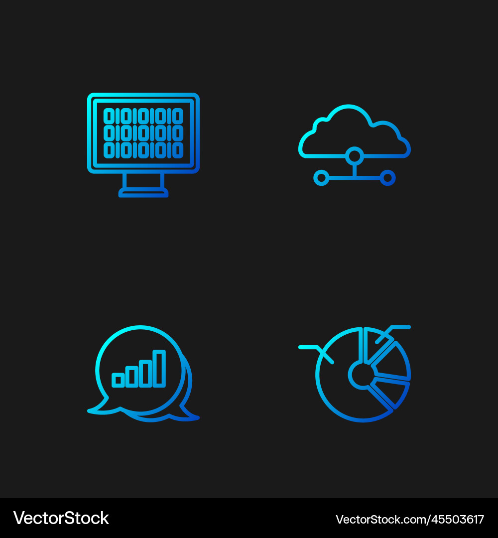 Set line pie chart infographic binary code Set line pie chart infographic binary code Vector Image