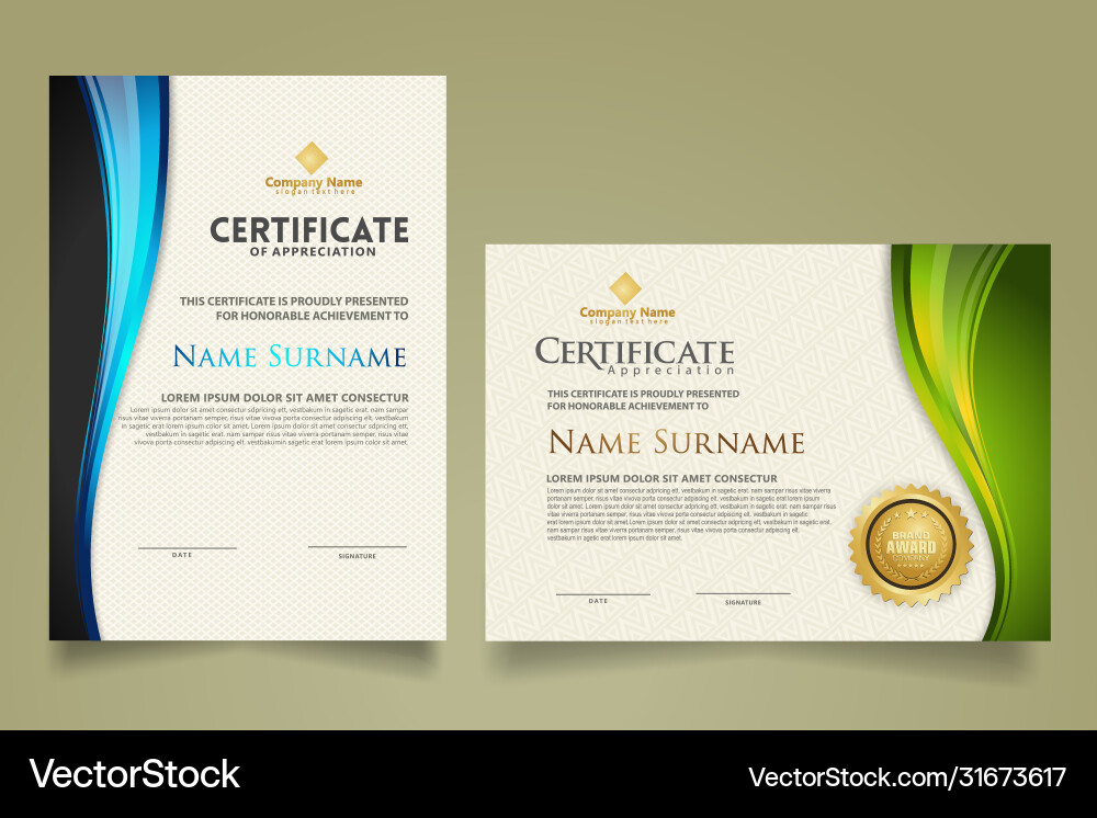 Set modern certificate template with flow lines Set modern certificate template with flow lines vector image