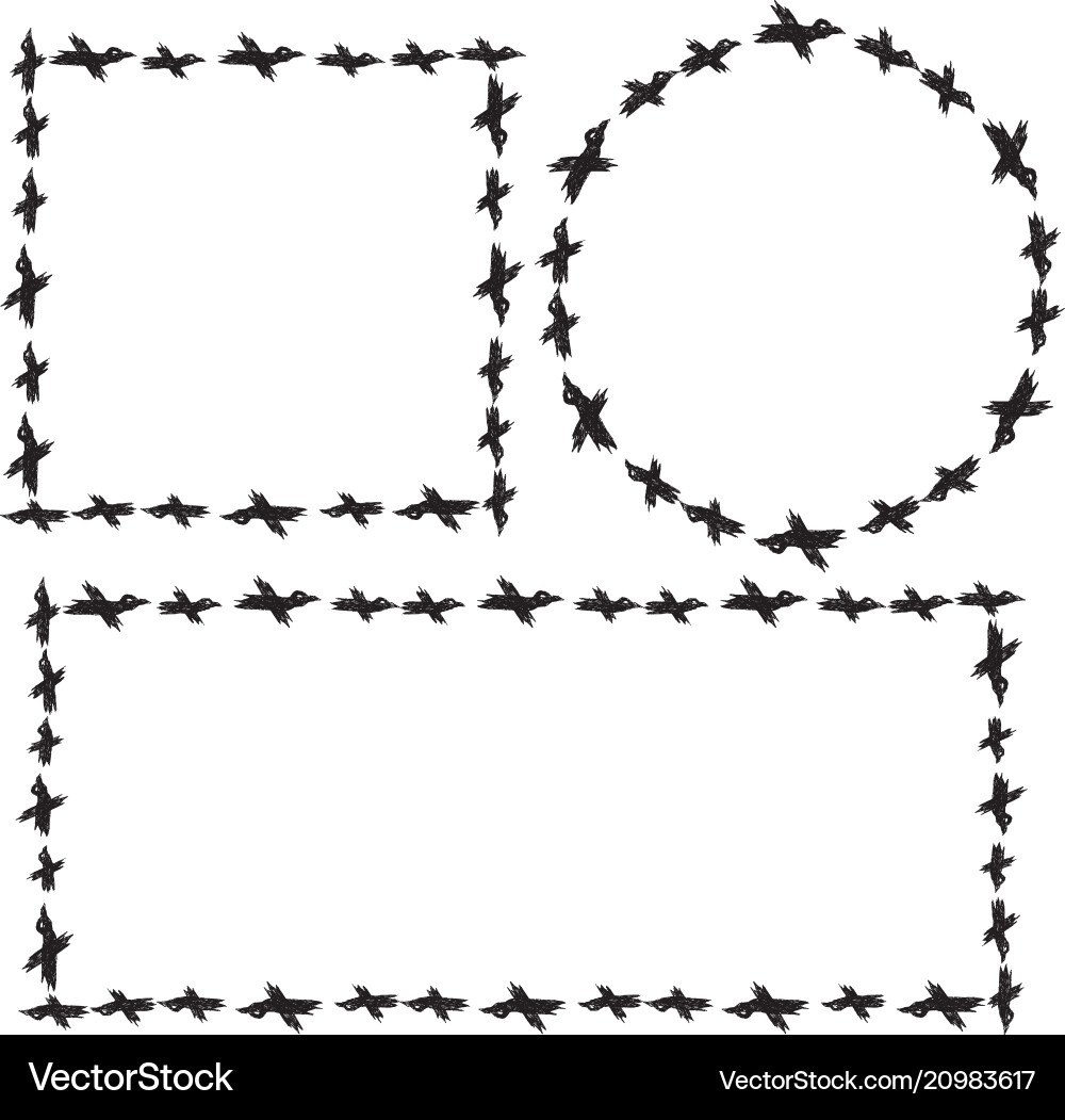 Set of frames with crows round and squares Set of frames with crows round and squares vector image