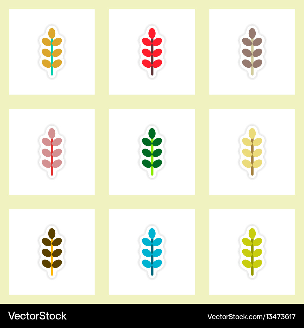 Set of labels with shadow leafs icon design vector image