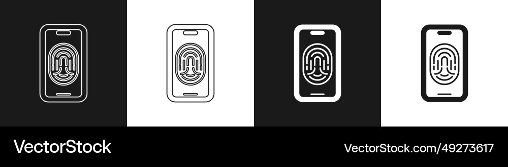 Set smartphone with fingerprint scanner icon Set smartphone with fingerprint scanner icon Vector Image