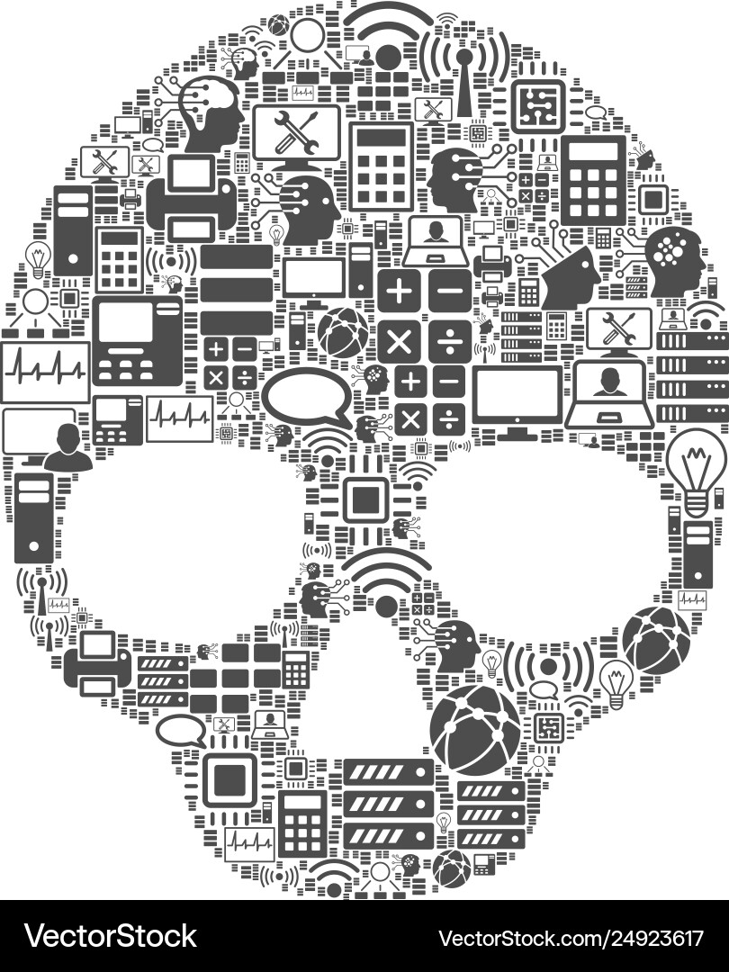 Skull mosaic icon for bigdata and computing Skull mosaic icon for bigdata and computing vector image