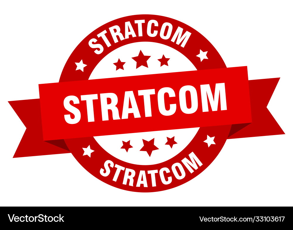 Stratcom round ribbon isolated label sign vector image