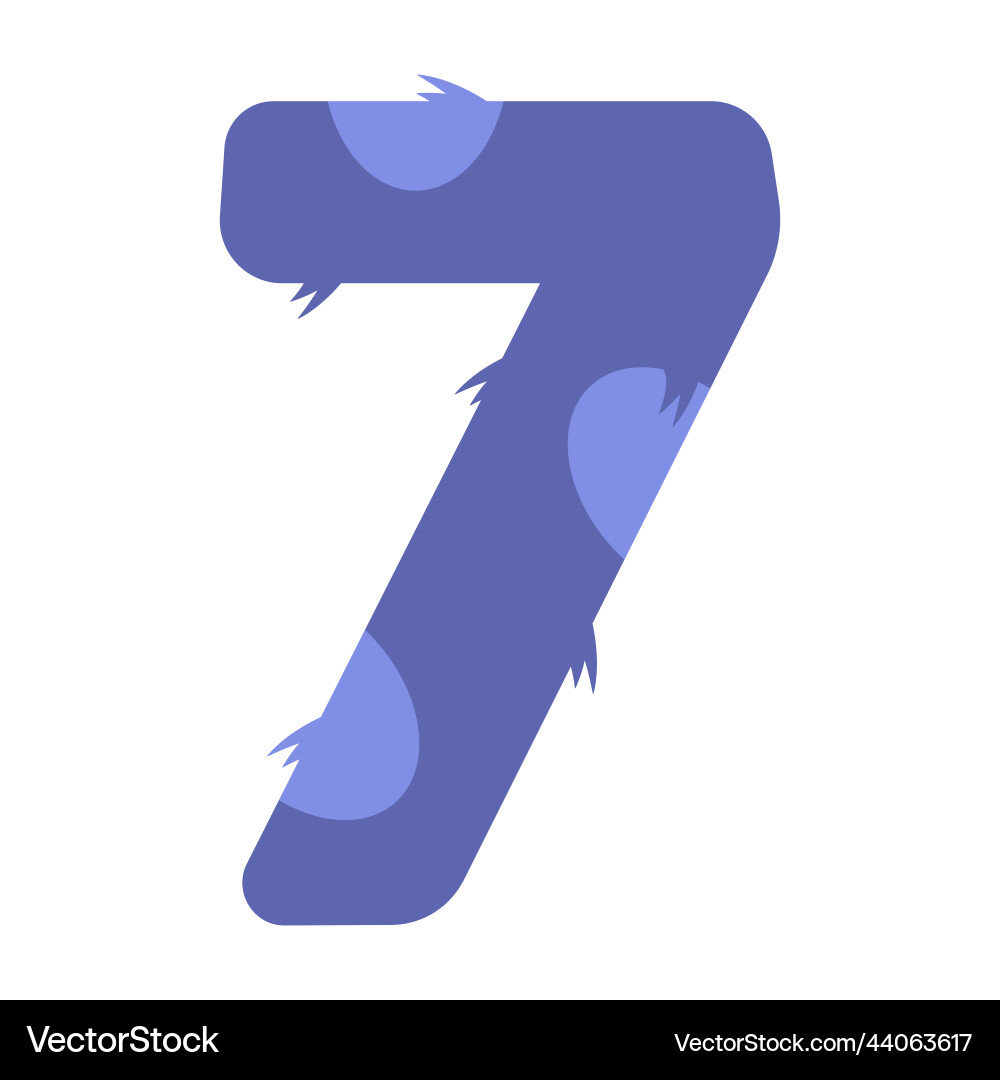 Stylized number 7 with print Stylized number 7 with print vector image