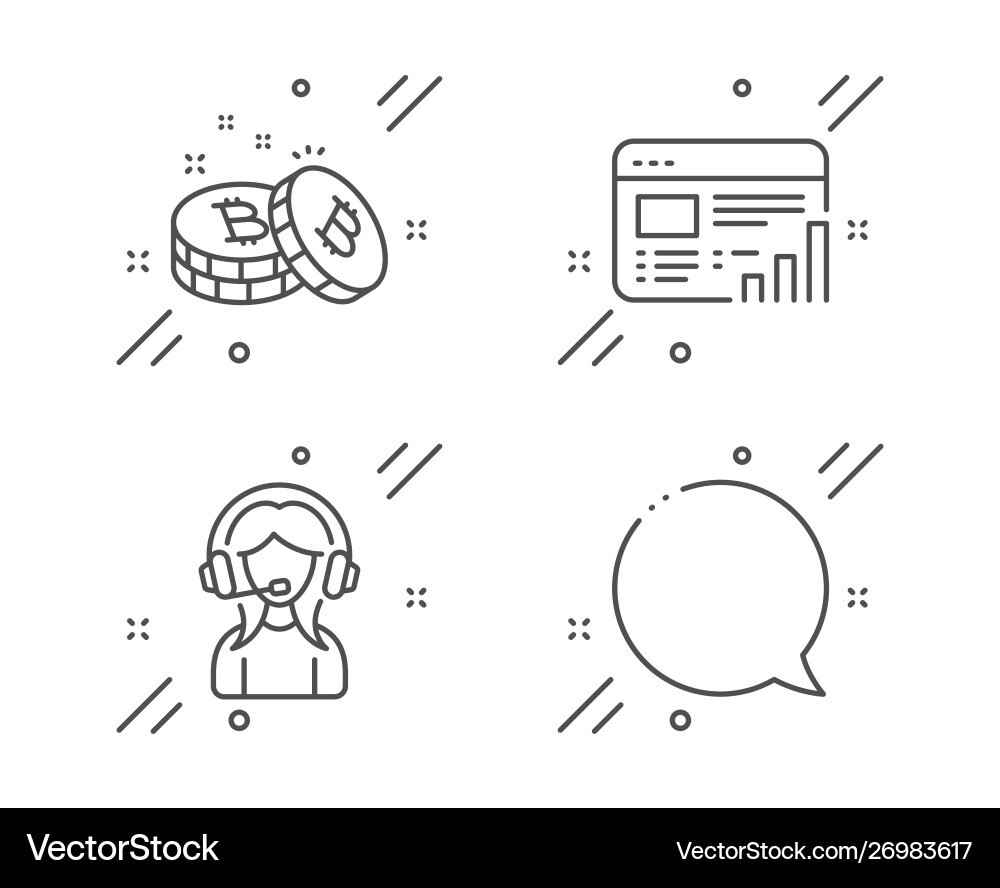 Support bitcoin and web report icons set speech Support bitcoin and web report icons set speech Vector Image