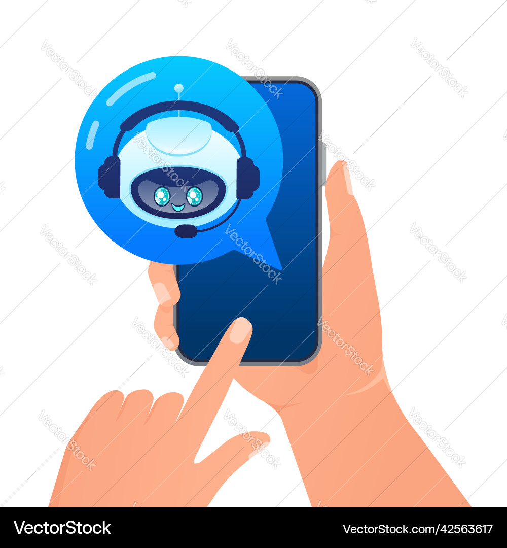 Support bot ai assistant flat icon with blue Support bot ai assistant flat icon with blue vector image