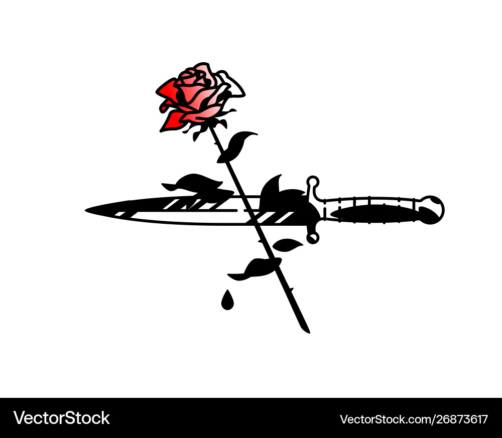 Tattoo a dagger and roses vintage vector image