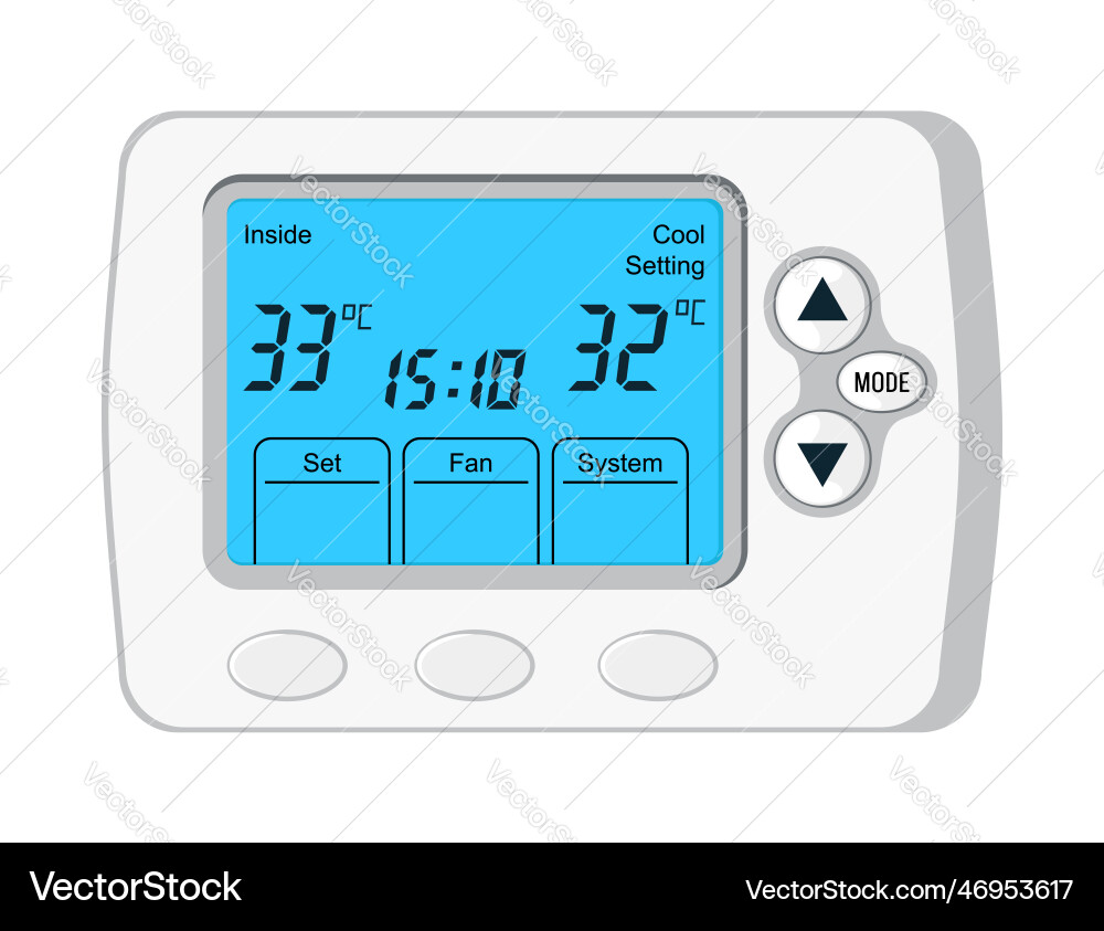 Thermostat controller with screen Thermostat controller with screen Vector Image