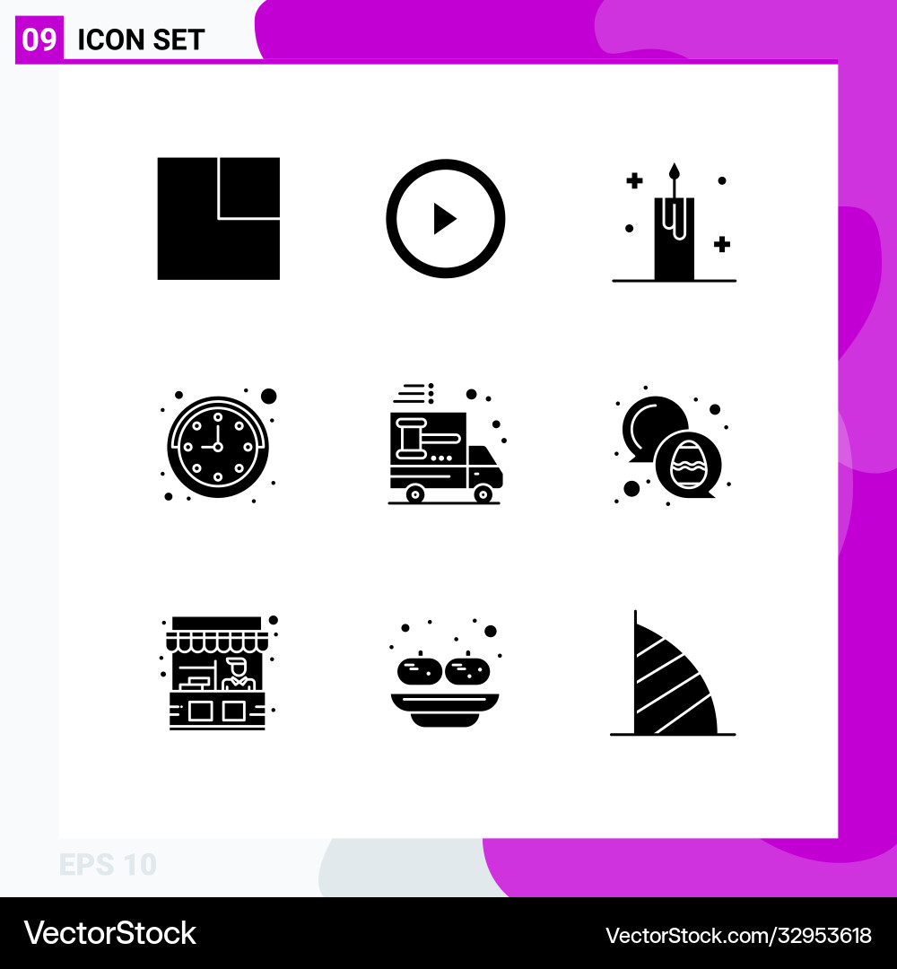 9 universal solid glyphs set for web and mobile Vector Image