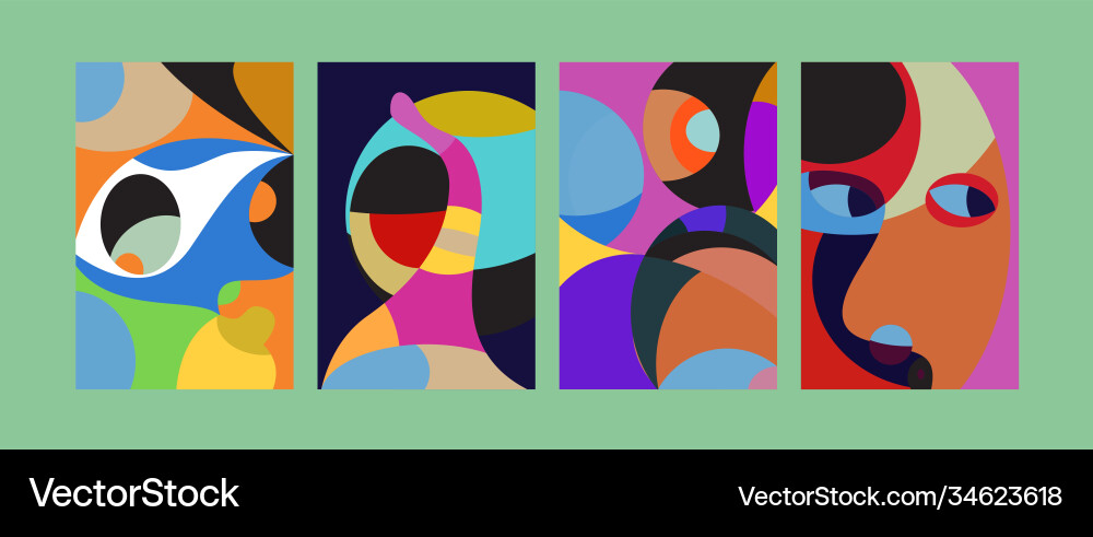 Abstract colorful geometric and curvy pattern vector image