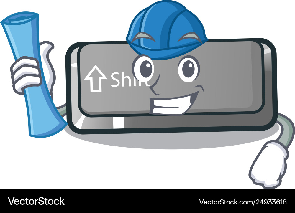 Architect button shift on a keyboard mascot Architect button shift on a keyboard mascot vector image