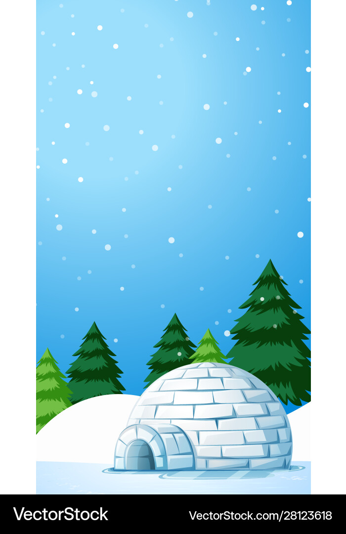 Background scene with igloo on snow field Background scene with igloo on snow field vector image