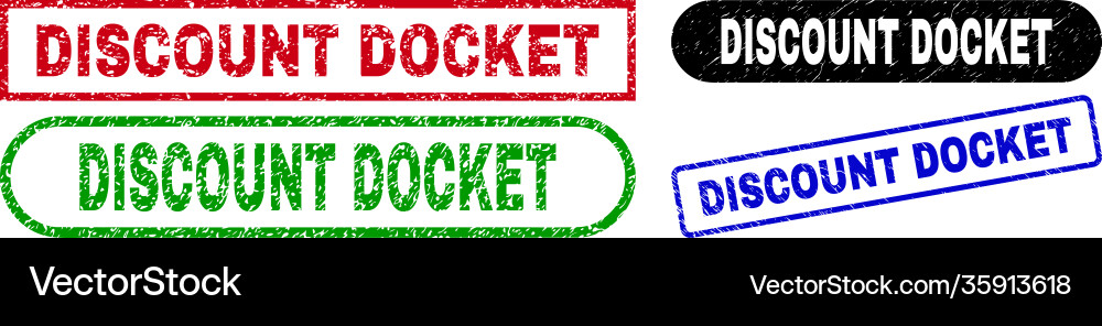 Discount docket rectangle seals using rubber style vector image
