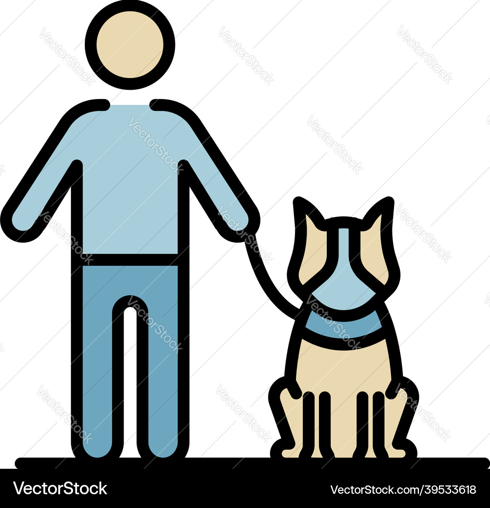 Dog stay near kid icon color outline Dog stay near kid icon color outline vector image