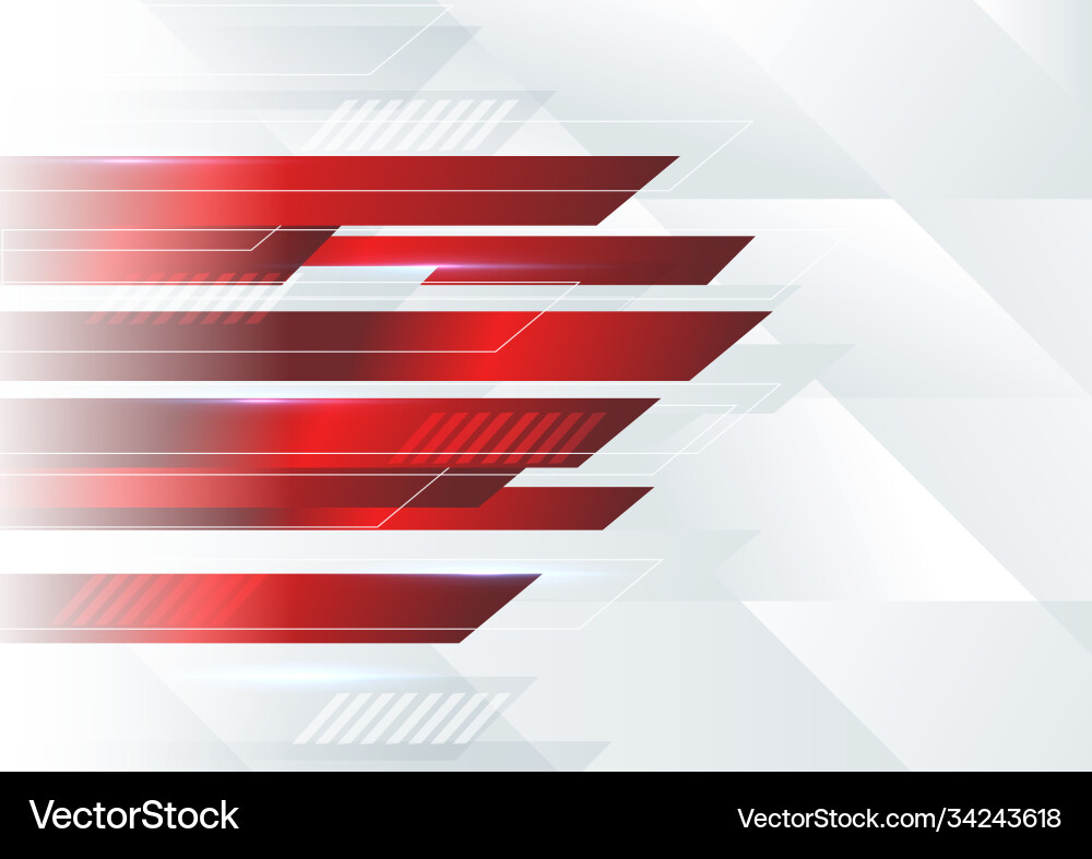 Dynamic Red and White Geometric Background Vector Image