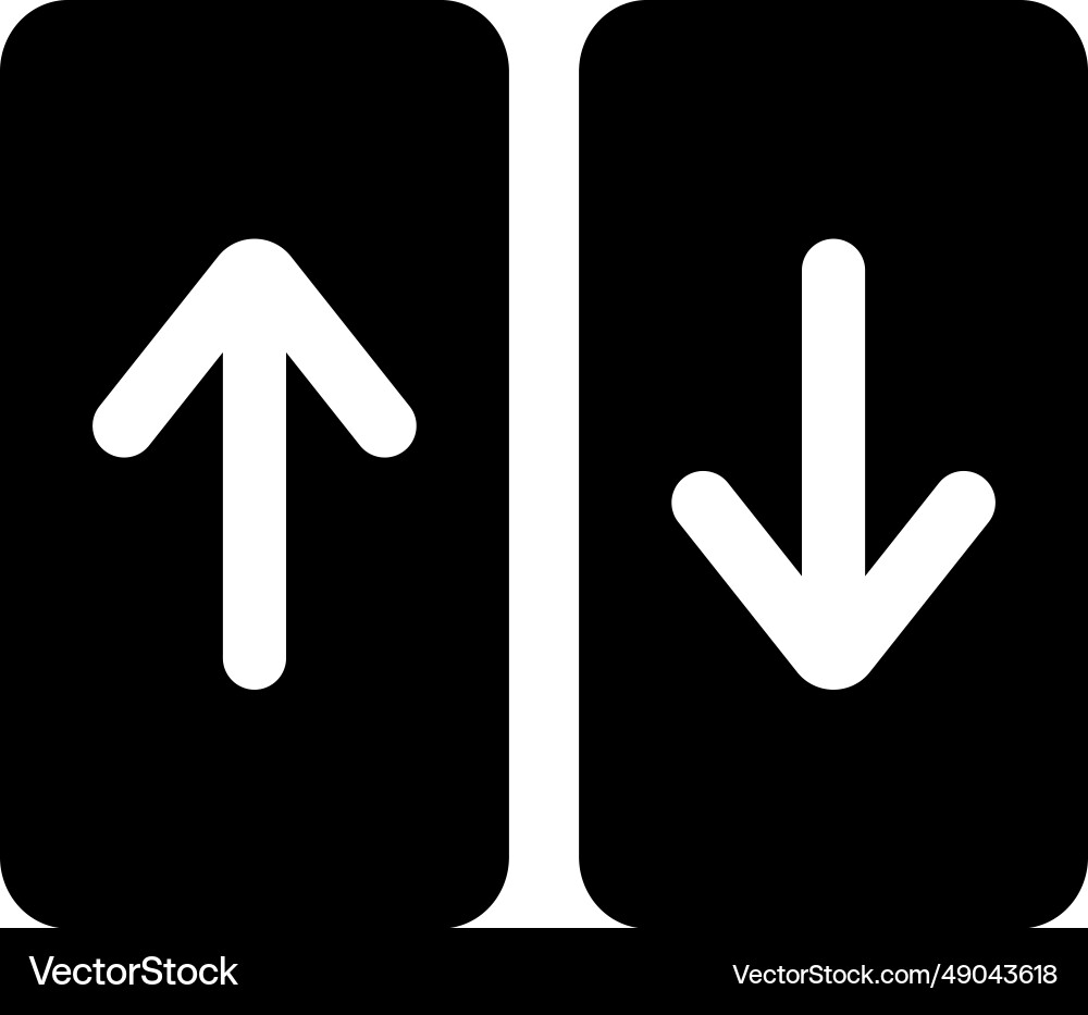 Elevator icon with up and down arrows isolated Vector Image