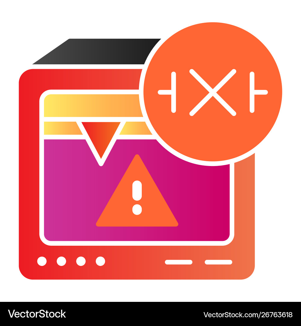 Error printing flat icon 3d printer warning color Error printing flat icon 3d printer warning color vector image