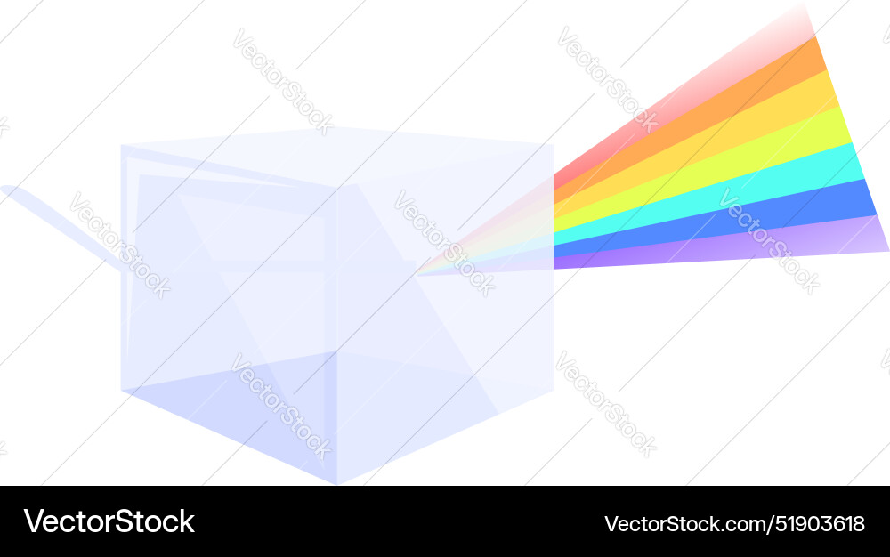 Light beam refracting through glass cube creating Light beam refracting through glass cube creating vector image