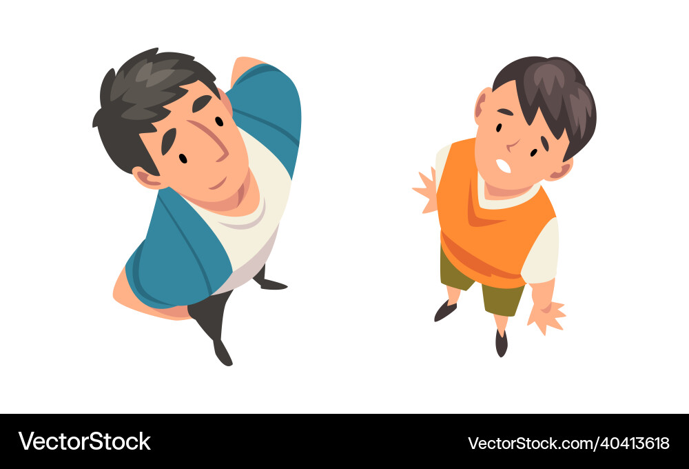 Man character looking up view from above Man character looking up view from above vector image