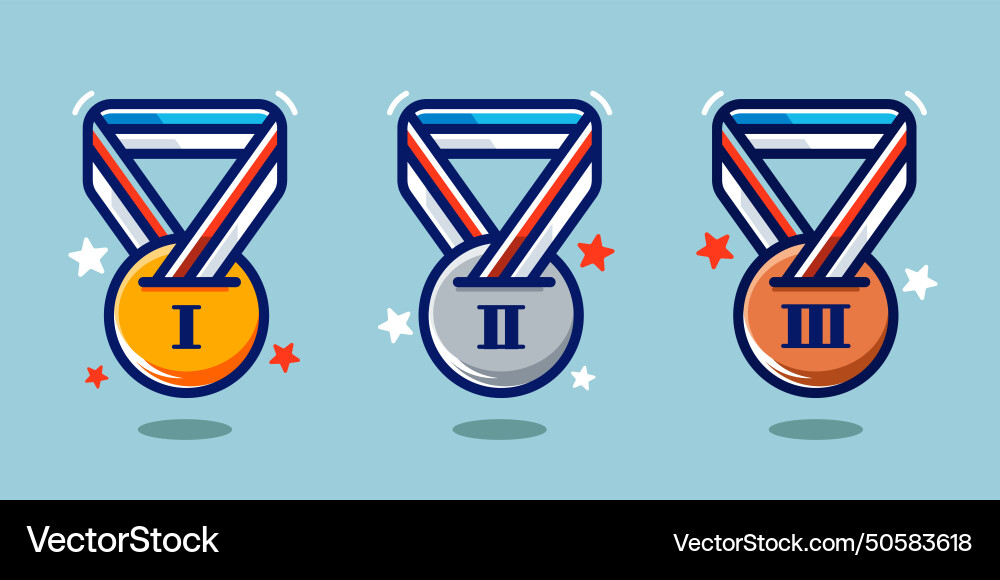 Medal cartoon 1st 2nd 3rd award win Royalty Free Vector