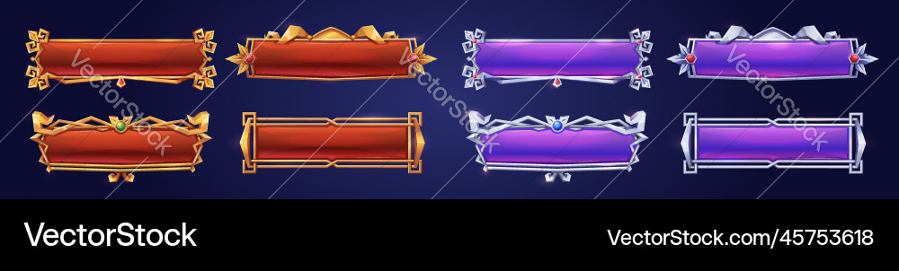 Medieval buttons ui game menu elements Medieval buttons ui game menu elements vector image