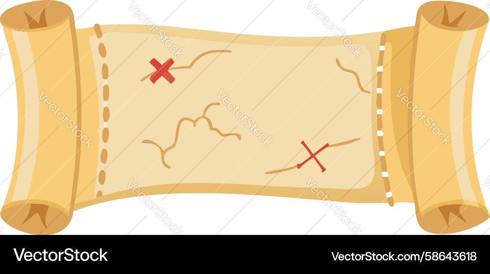 Old Parchment Scroll with Red X Vector Image