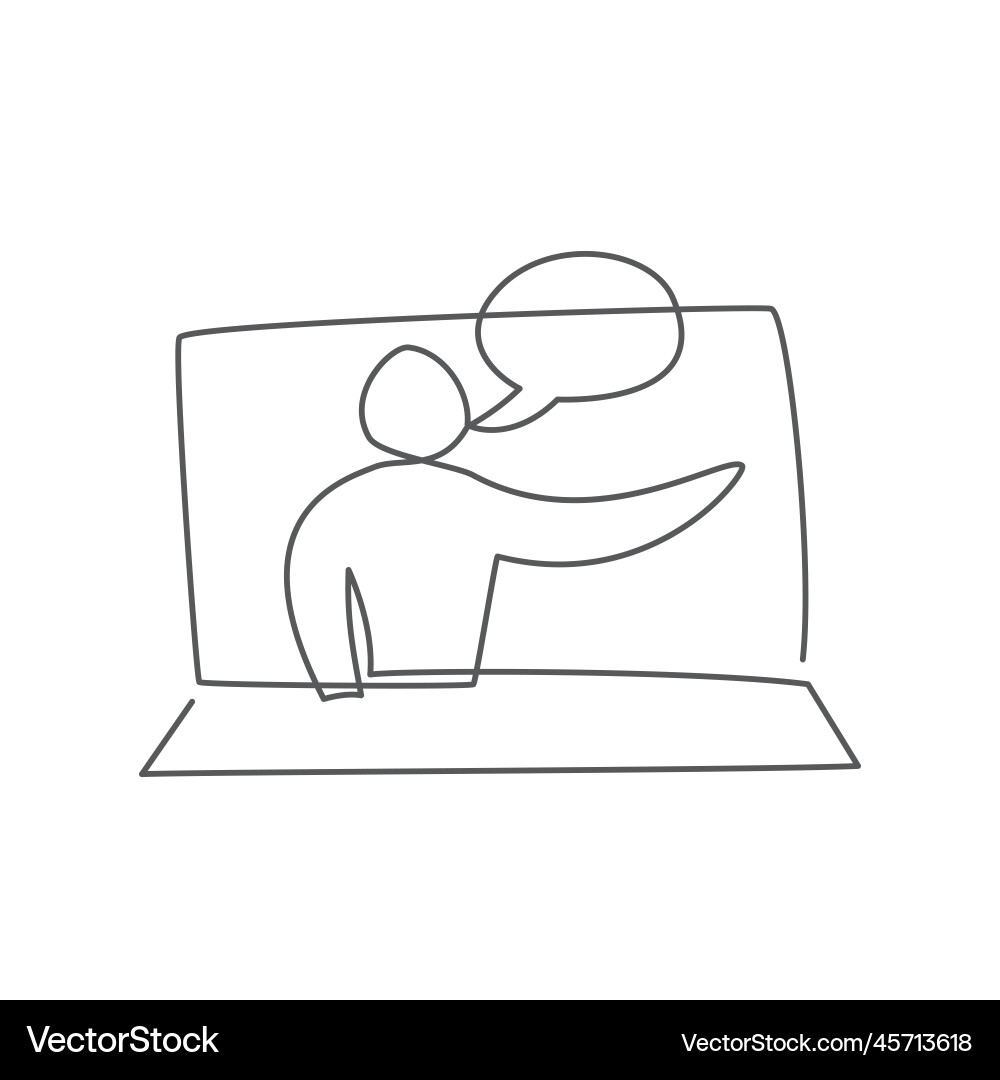 Online education one line drawing on white Online education one line drawing on white vector image