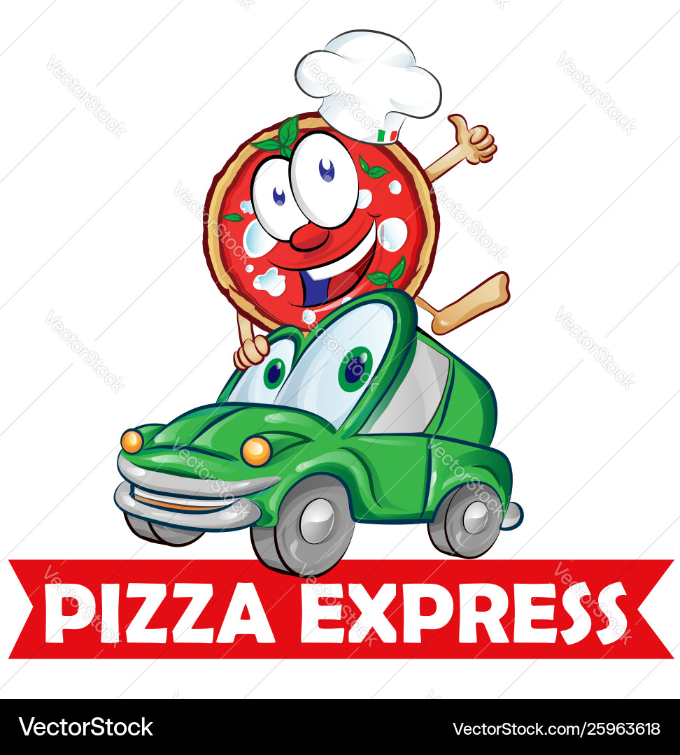 Pizza express delivery car cartoon