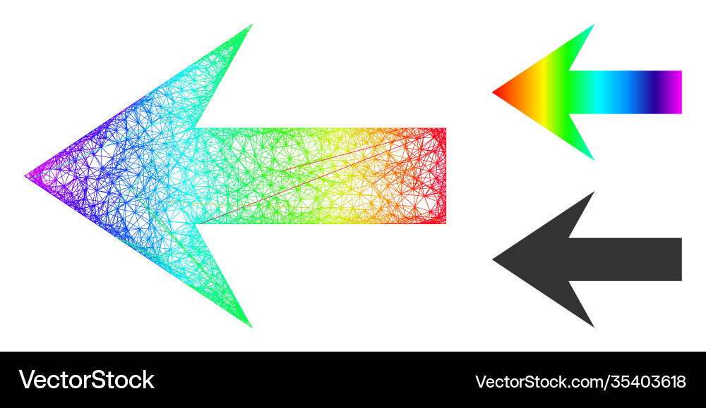 Rainbow net mesh gradient arrow left icon Rainbow net mesh gradient arrow left icon vector image