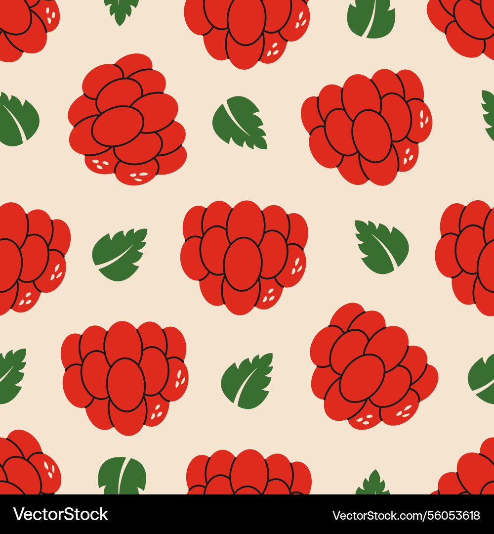 Raspberry seamless pattern print Vector Image
