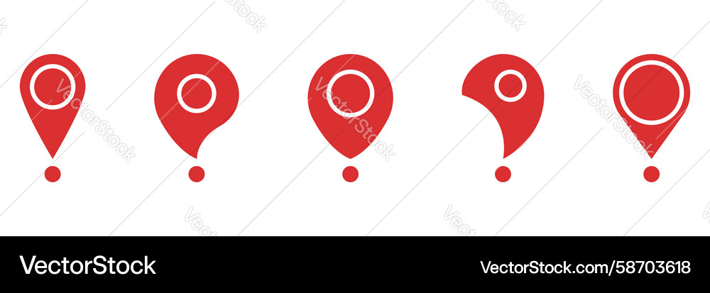 Red map pin icons solid icon set location markers Red map pin icons solid icon set location markers Vector Image