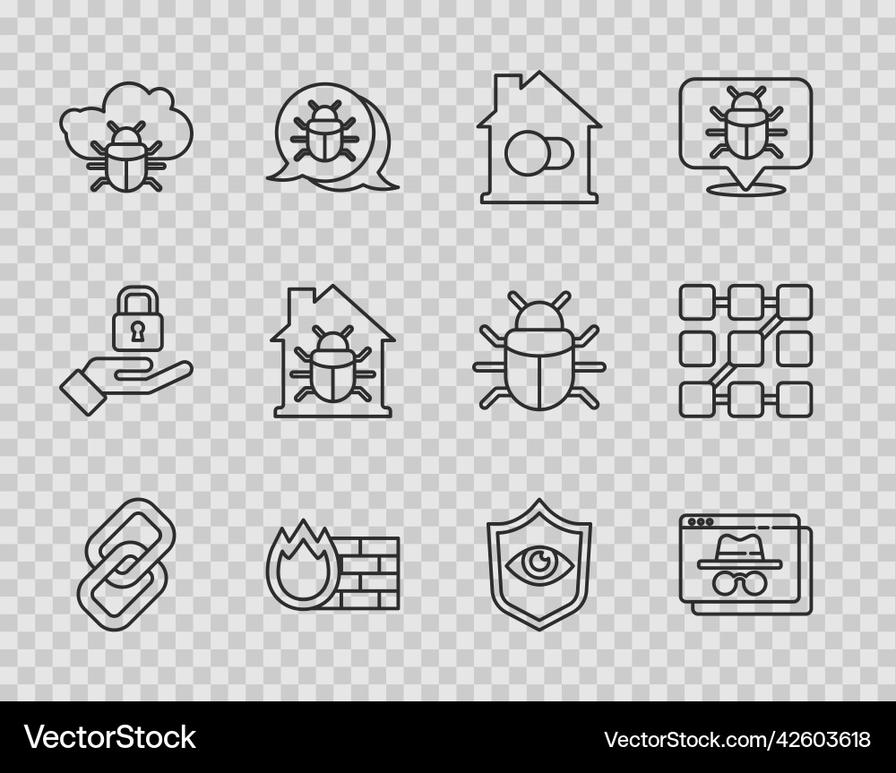 Set line chain link browser incognito window Set line chain link browser incognito window vector image