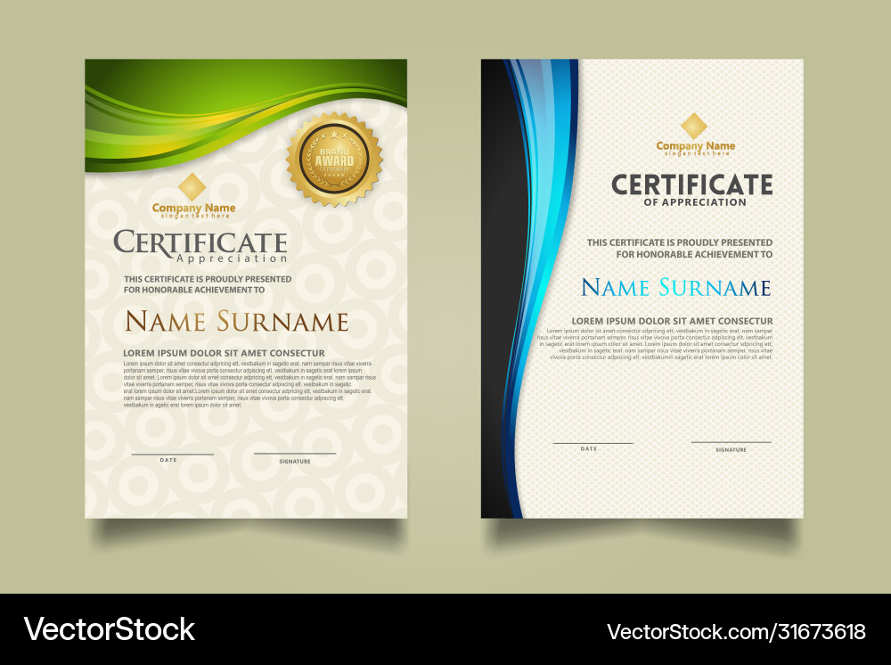 Set modern certificate template with flow lines Set modern certificate template with flow lines vector image