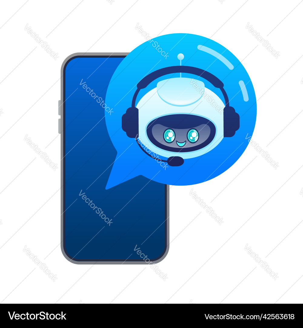 Support bot ai assistant flat icon with blue Vector Image