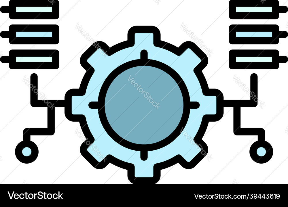 Ai gear program icon color outline Ai gear program icon color outline vector image