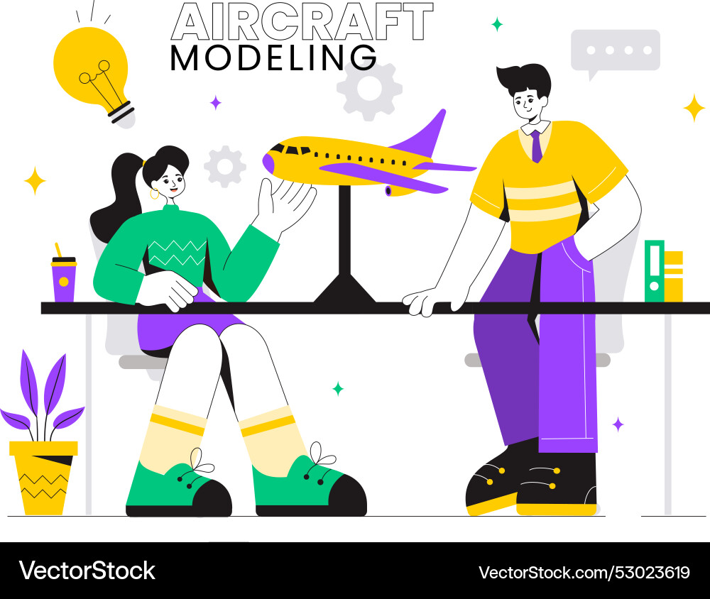 Aircraft modeling and crafting with assembling Vector Image