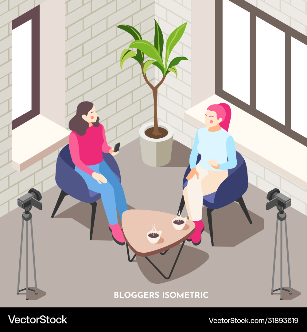 Bloggers isometric background Bloggers isometric background vector image