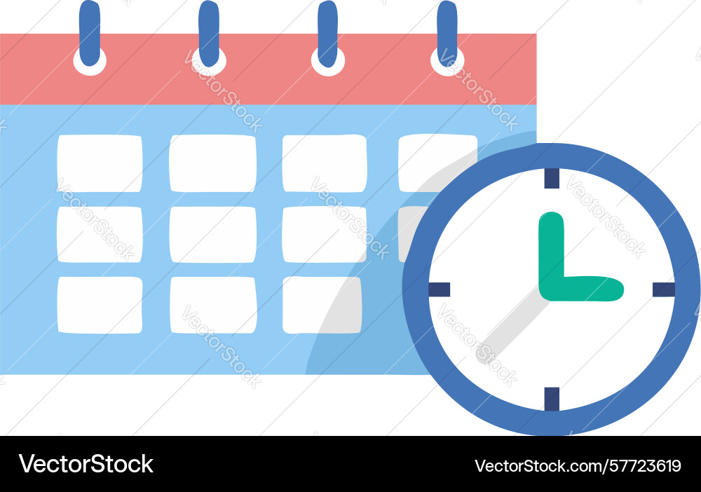 Calendar and clock icon for scheduling and vector image