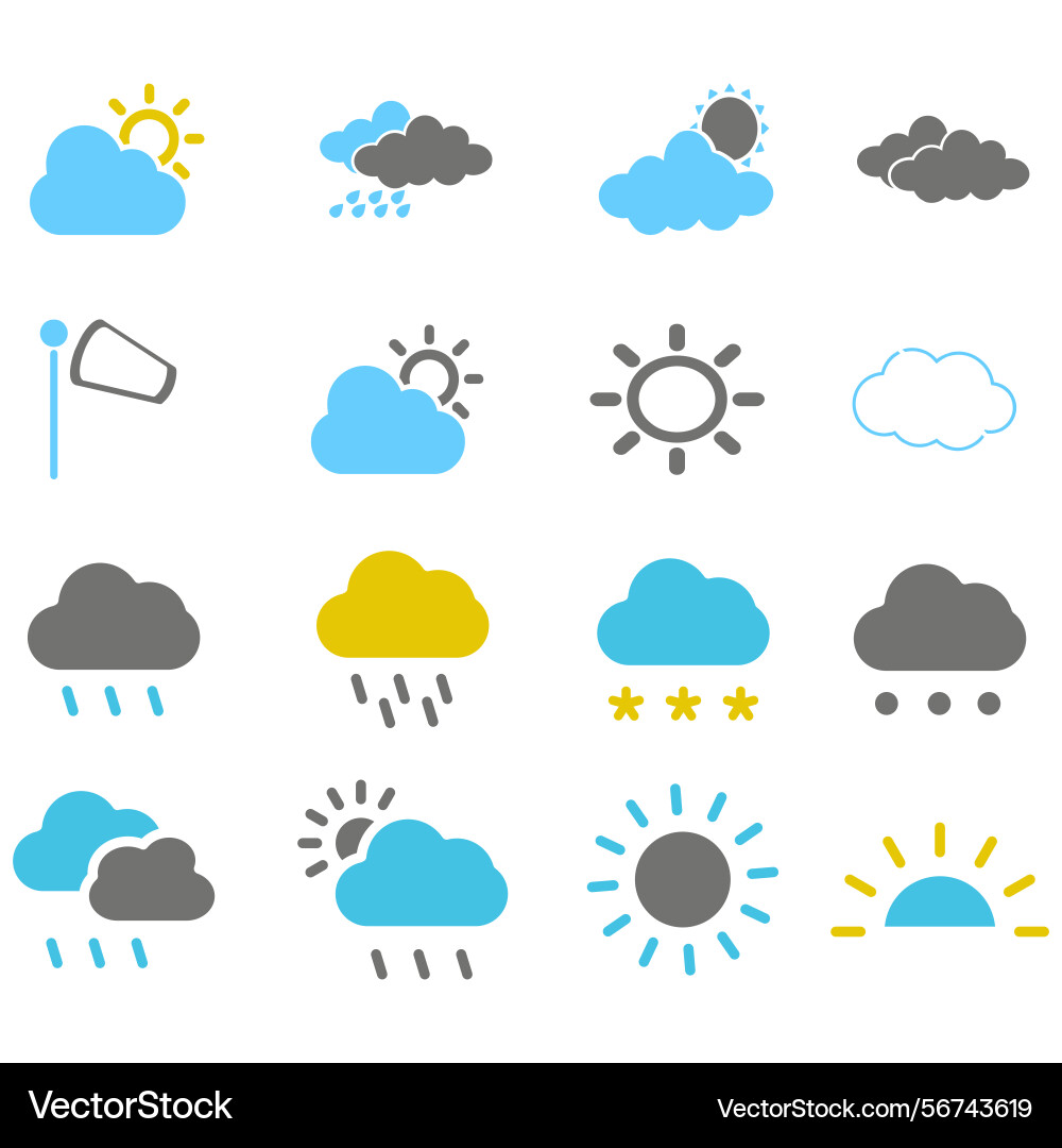 Clouds icons set of in different form Vector Image
