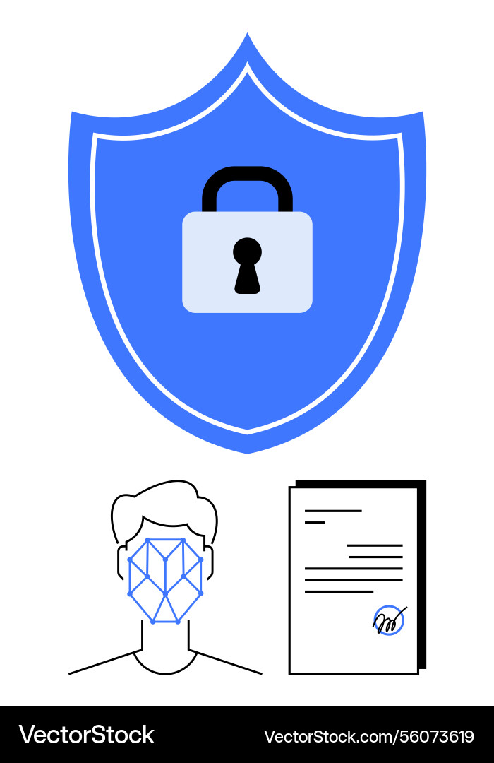 Digital security with facial recognition data Digital security with facial recognition data vector image