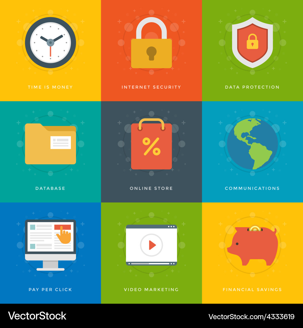 Flat design icons symbols for website vector image