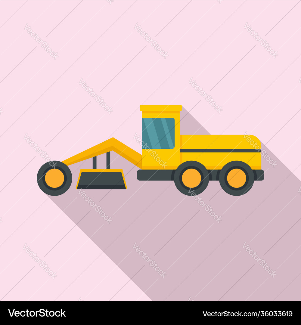 Grader machine building icon flat style vector image