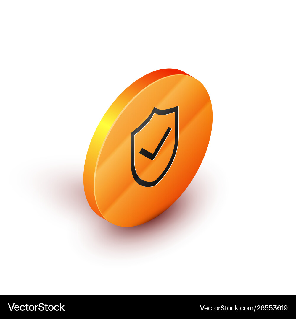 Isometric shield with check mark icon isolated Isometric shield with check mark icon isolated Vector Image