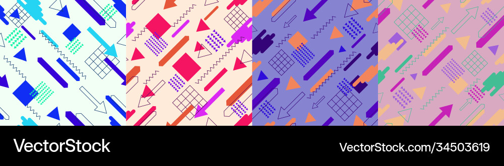 Memphis seamless pattern set Vector Image