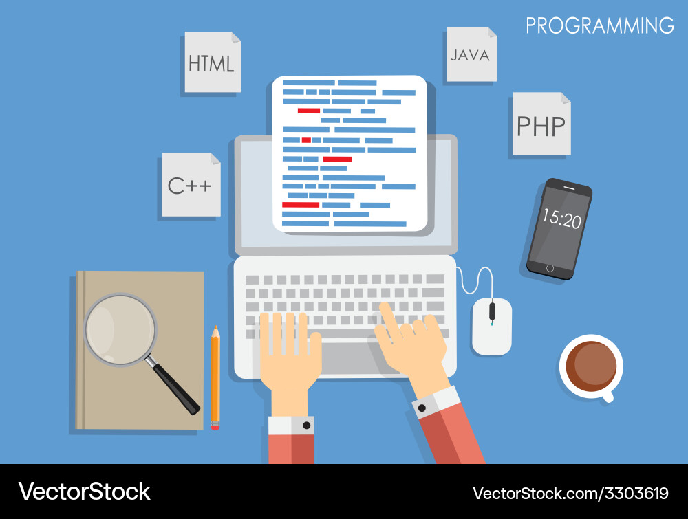 Programming coding flat concept vector image
