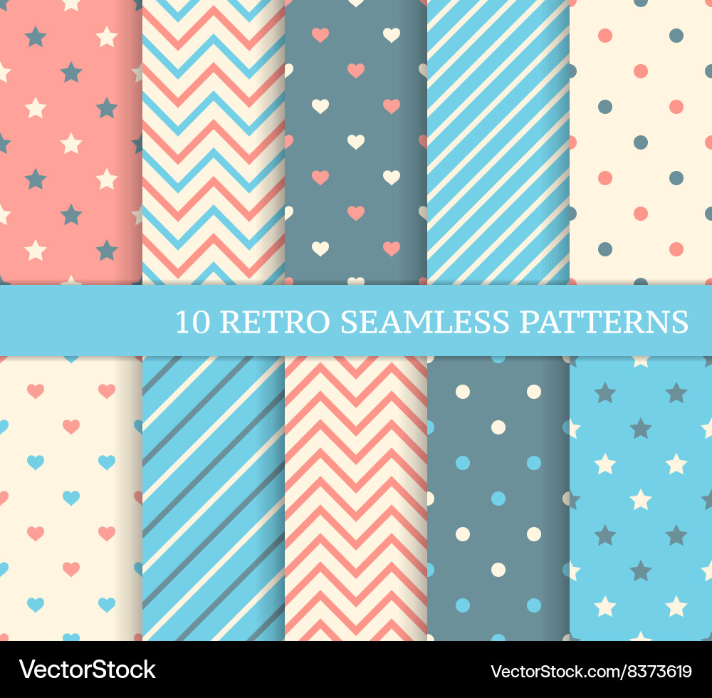 Retro Seamless Patterns - Zigzag & Stripes vector image