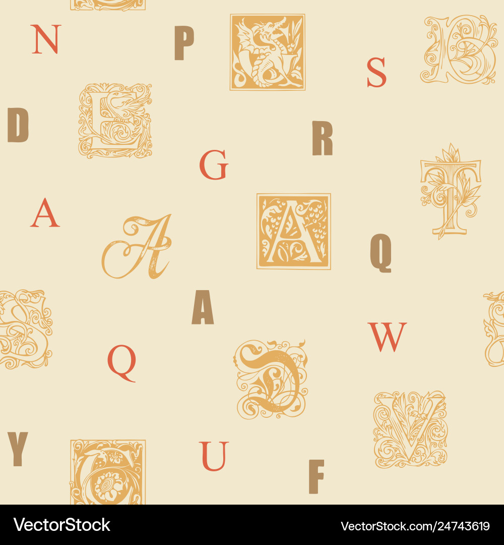 Seamless pattern with capital and initial letters vector image